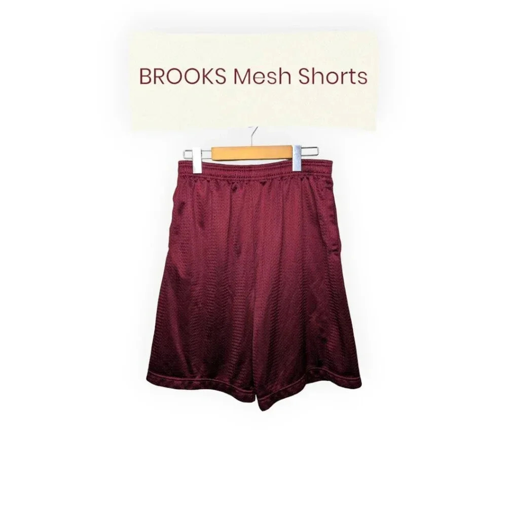 Brooks Maroon Mesh Training Shorts Mens Size Large